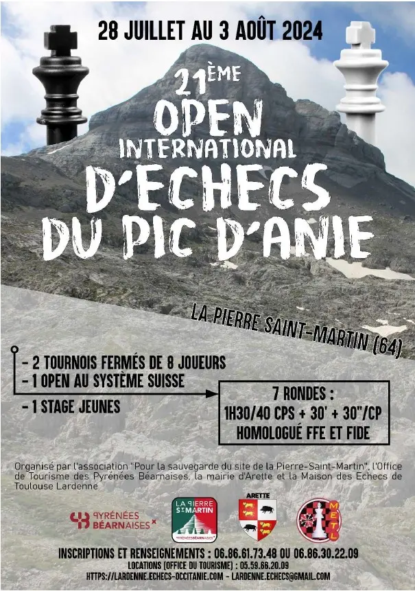Affiche Tournoi d'échecs à La Pierre Saint-Martin