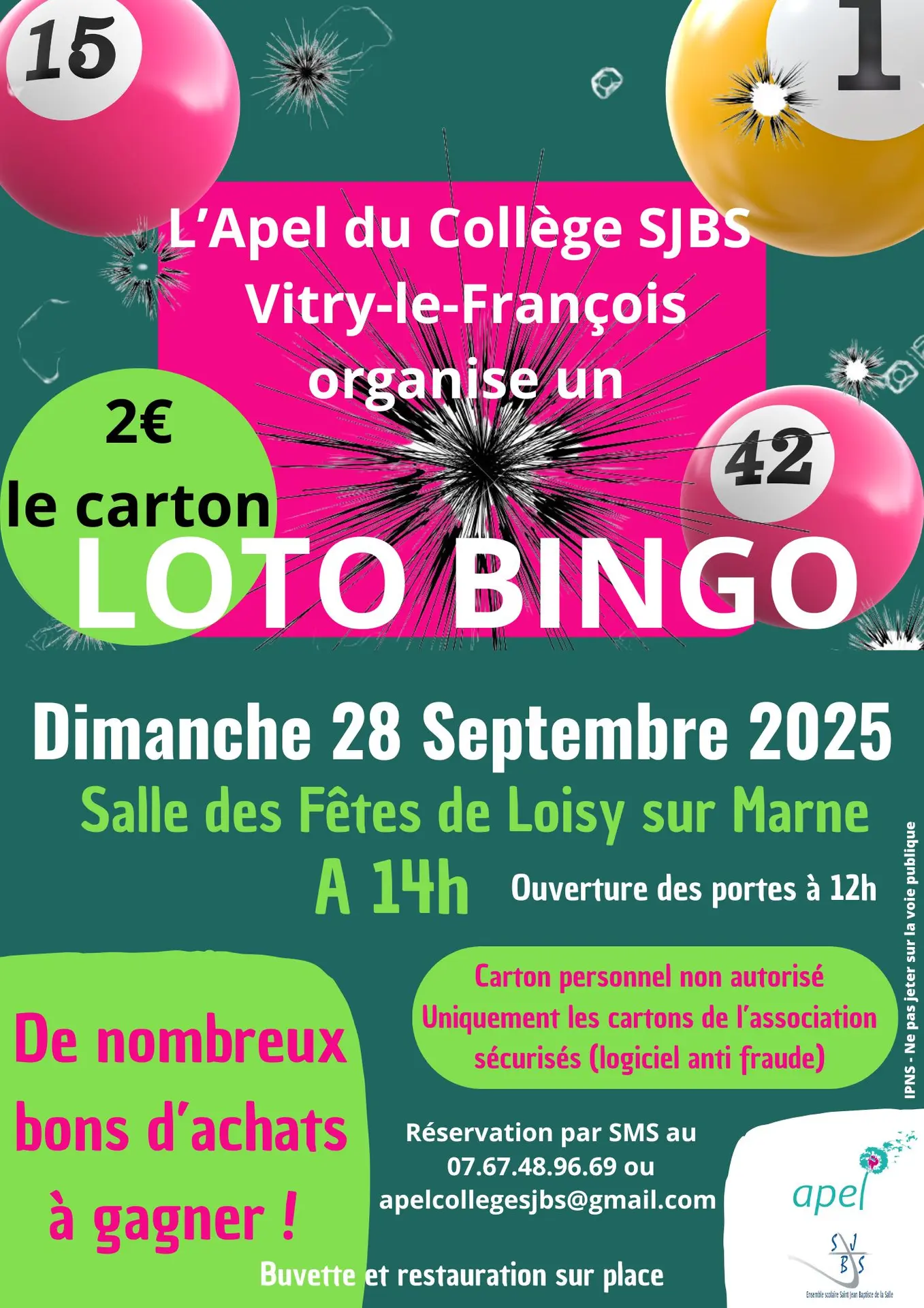 LOTO BINGO APEL COLLEGE SJBS