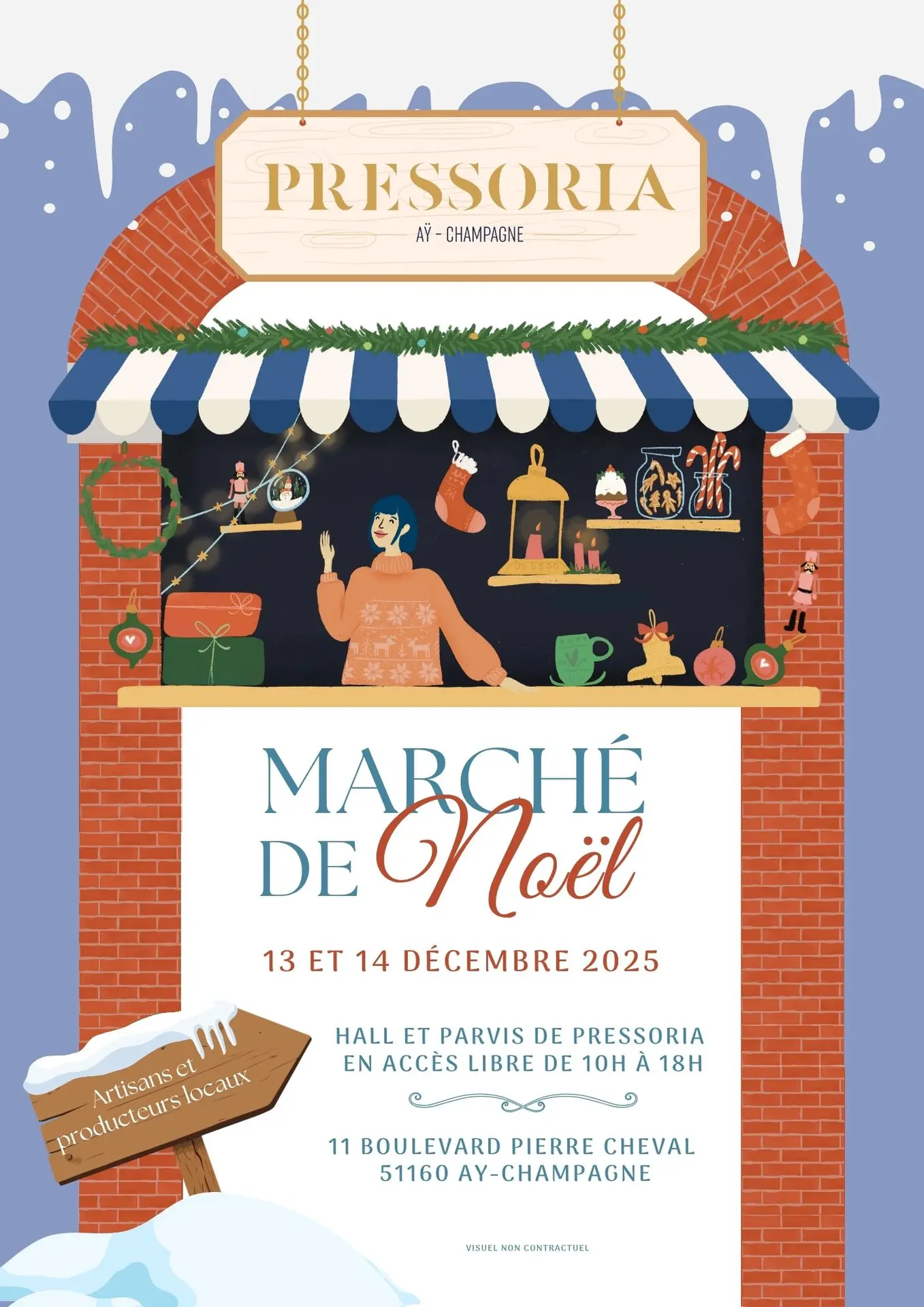 Affiche MArché de Noël 2025 chez Pressoria