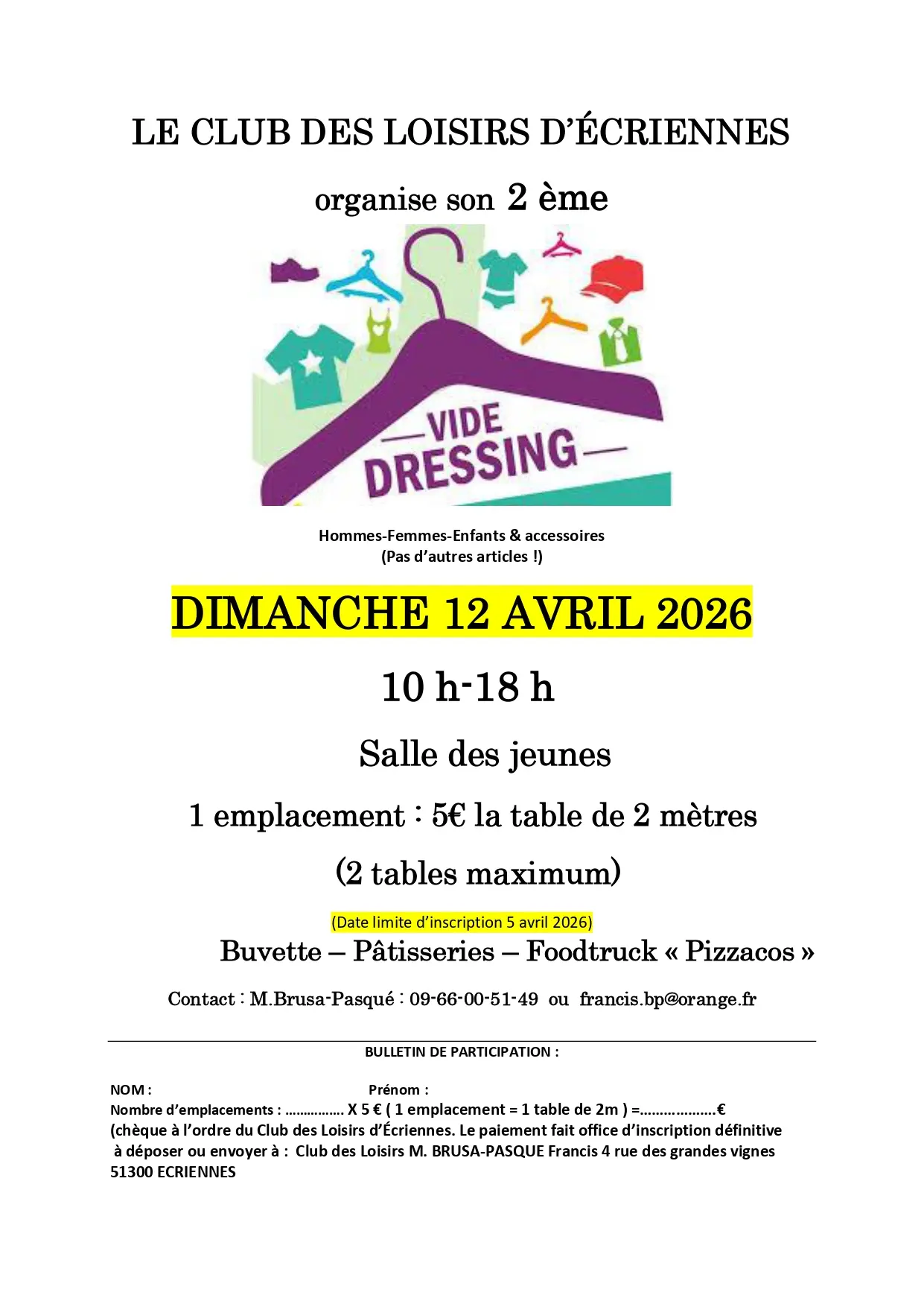 Vide dressing 12-04- CLUB DES LOISIRS ECRIENNES
