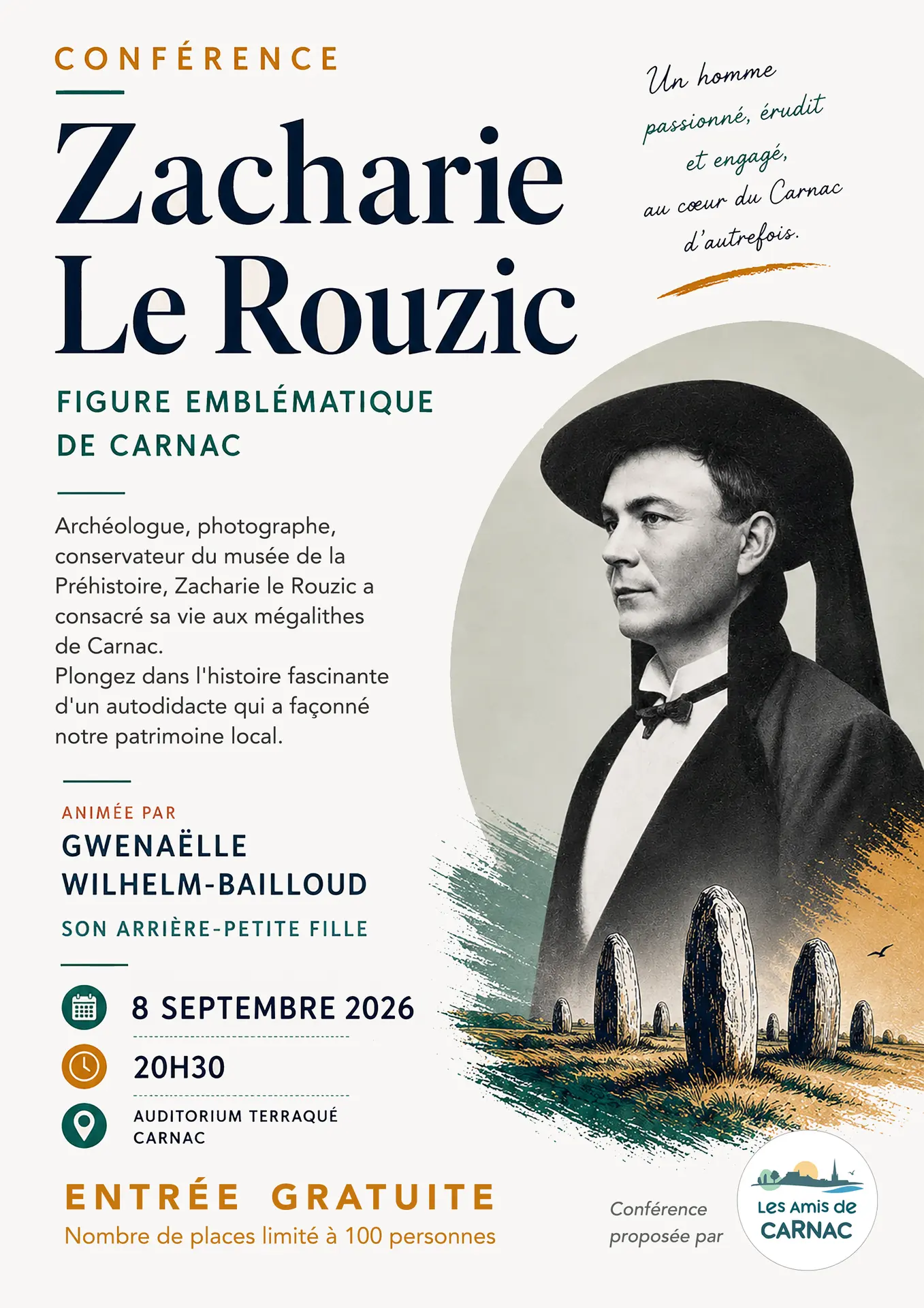 Affiche-conférence-Zacharie-Le Rouzic archéologue