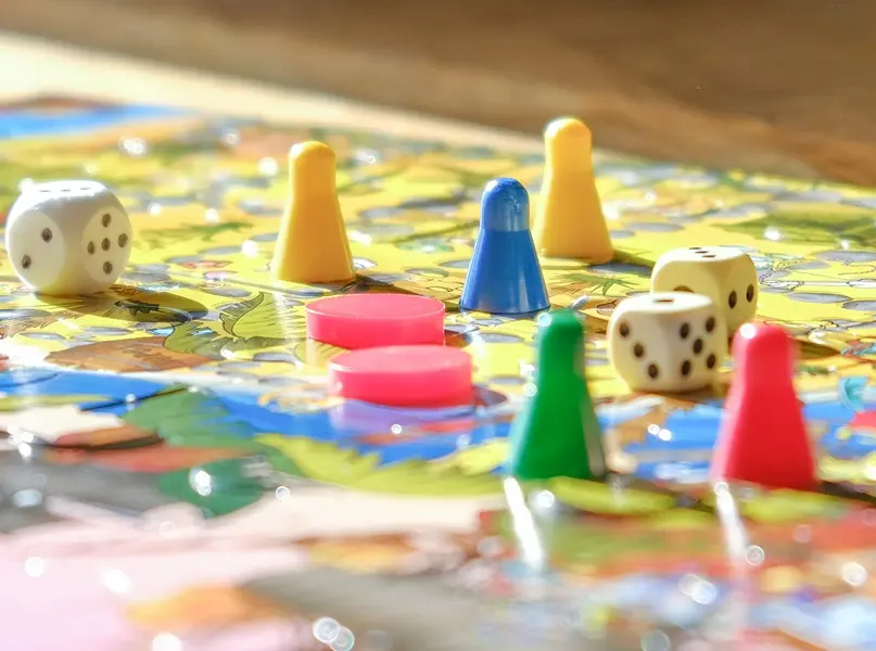 Board games. Home hobby leisure with children. Family fun, digital detox, mental health Quarantine games, gifts for family, play background