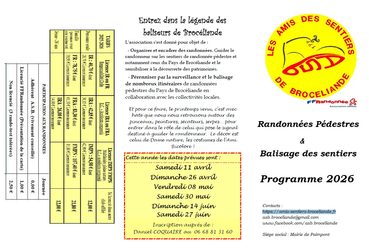 Programme Les Amis des Sentiers de Brocéliande