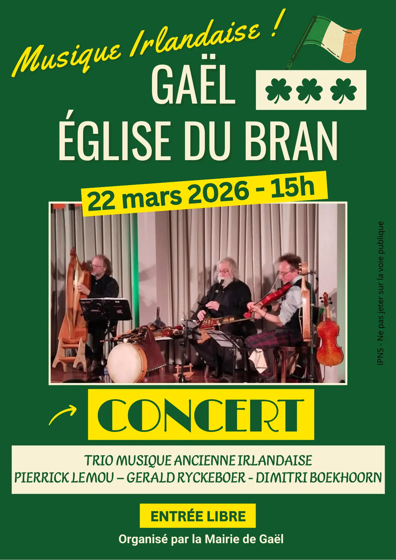 Affiche Evènement Soirée Fête irlandaise Saint Patrick Concert Vert Orange Festif Moderne   - 1
