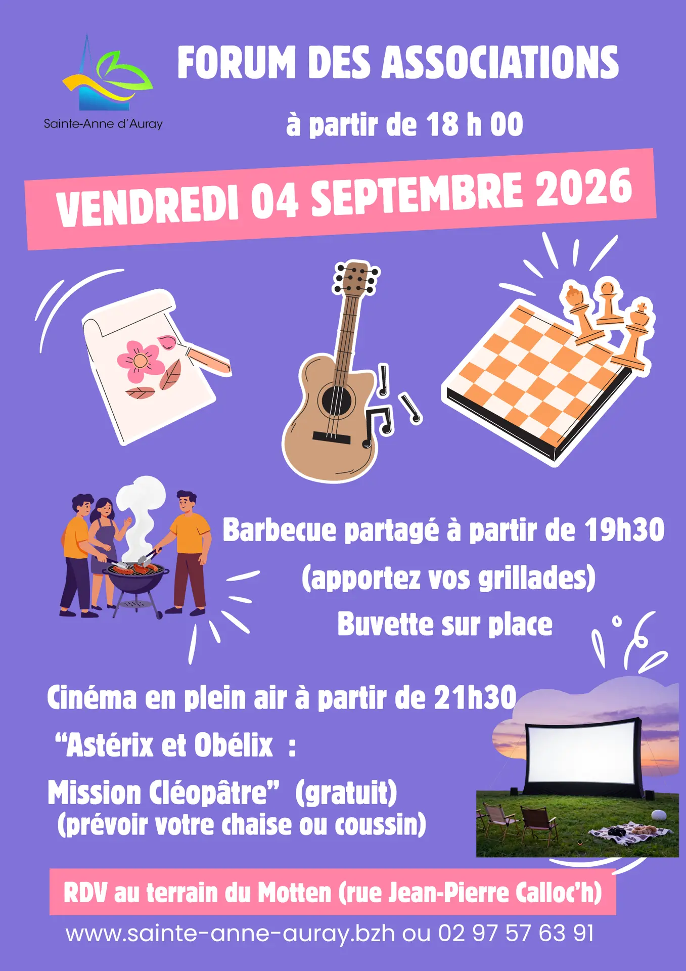 Affiche Forum des Associations Activités et Loisirs Violet et Orange Illustré - 1