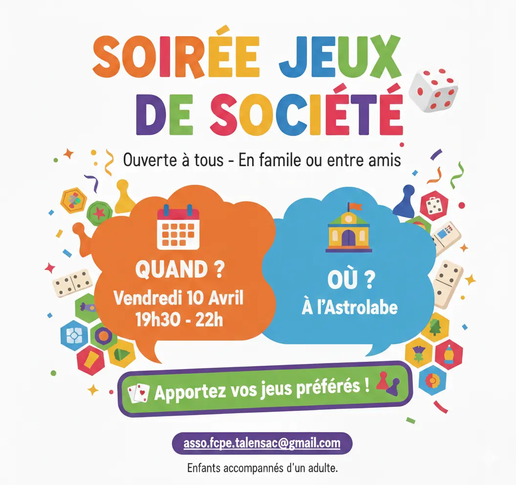 Affiche soirée jeux de société