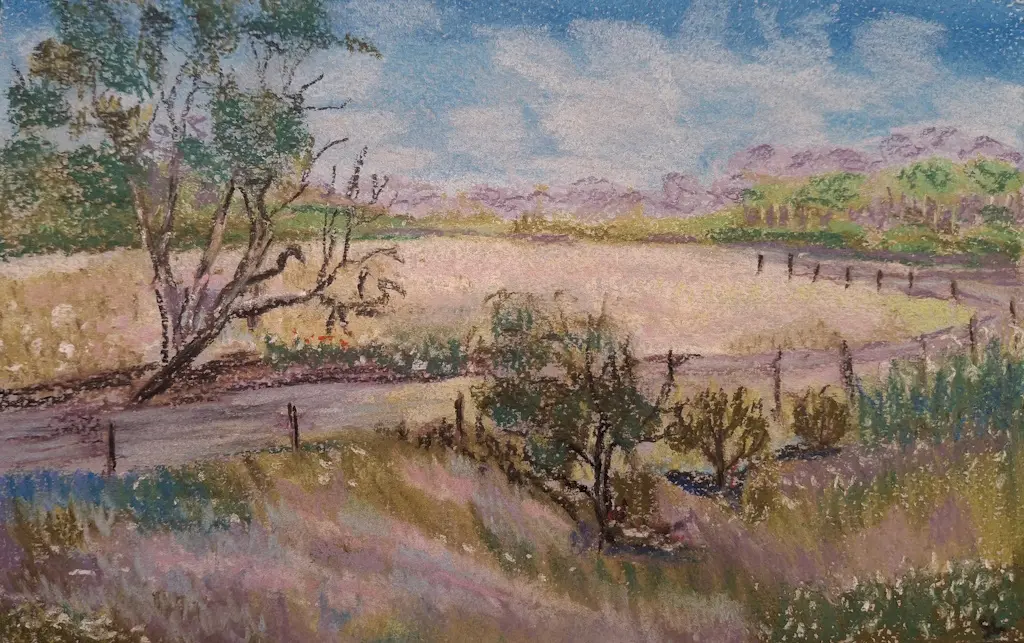 Paysage de campagne - Pastel
