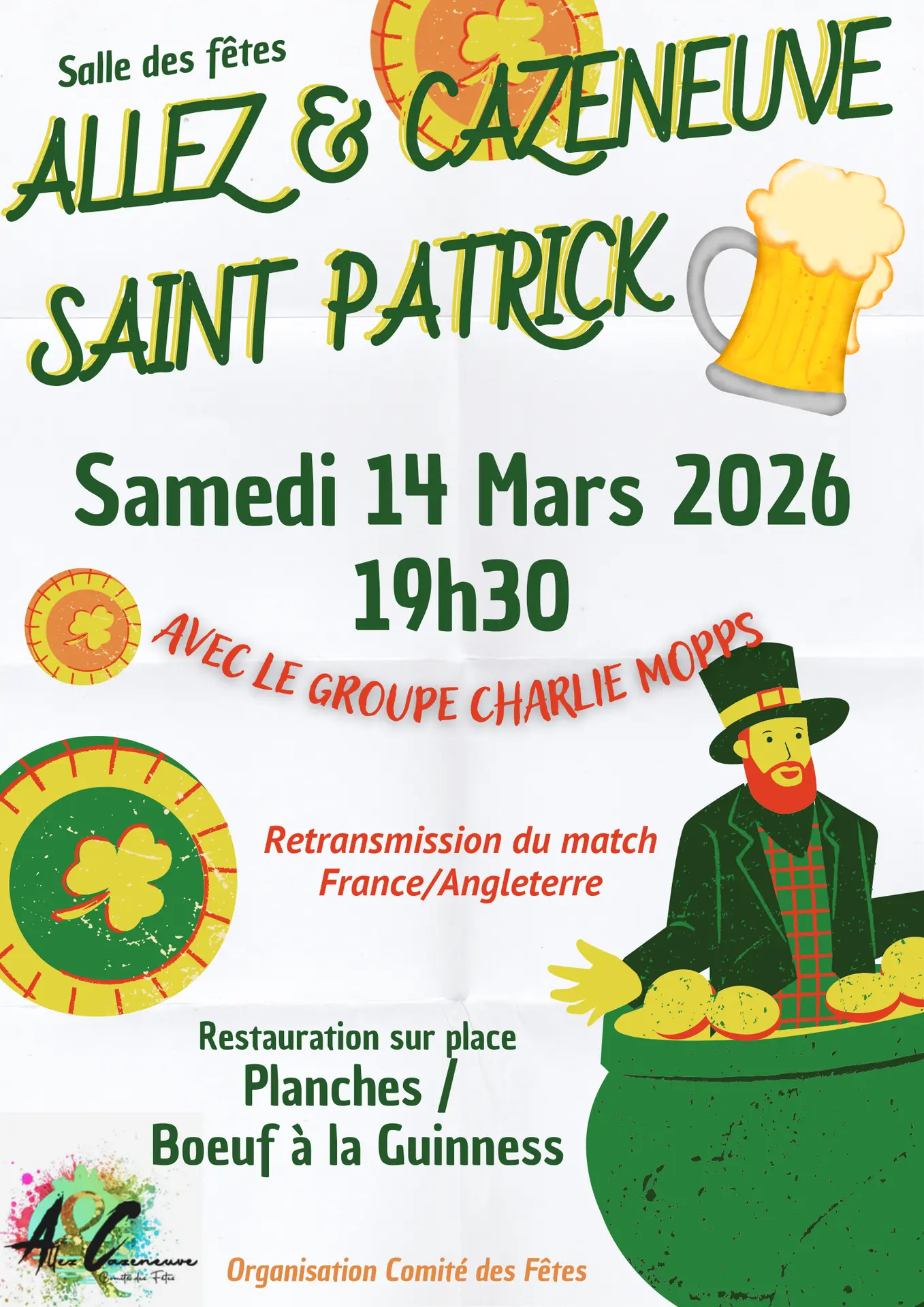 Copie de Poster Saint-Patrick illustré chaudron et pièces de monnaie - 1