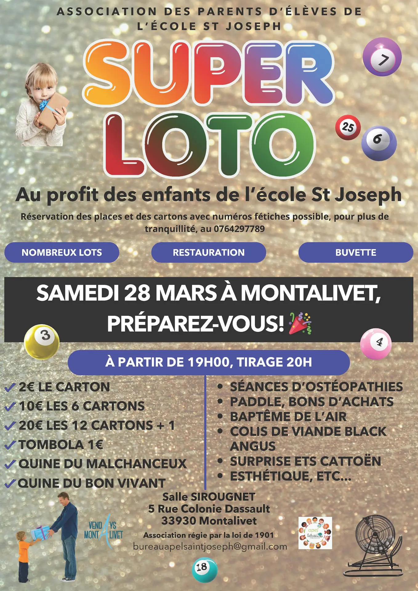 Affiche Évènement Super Loto Simple Illustré Coloré