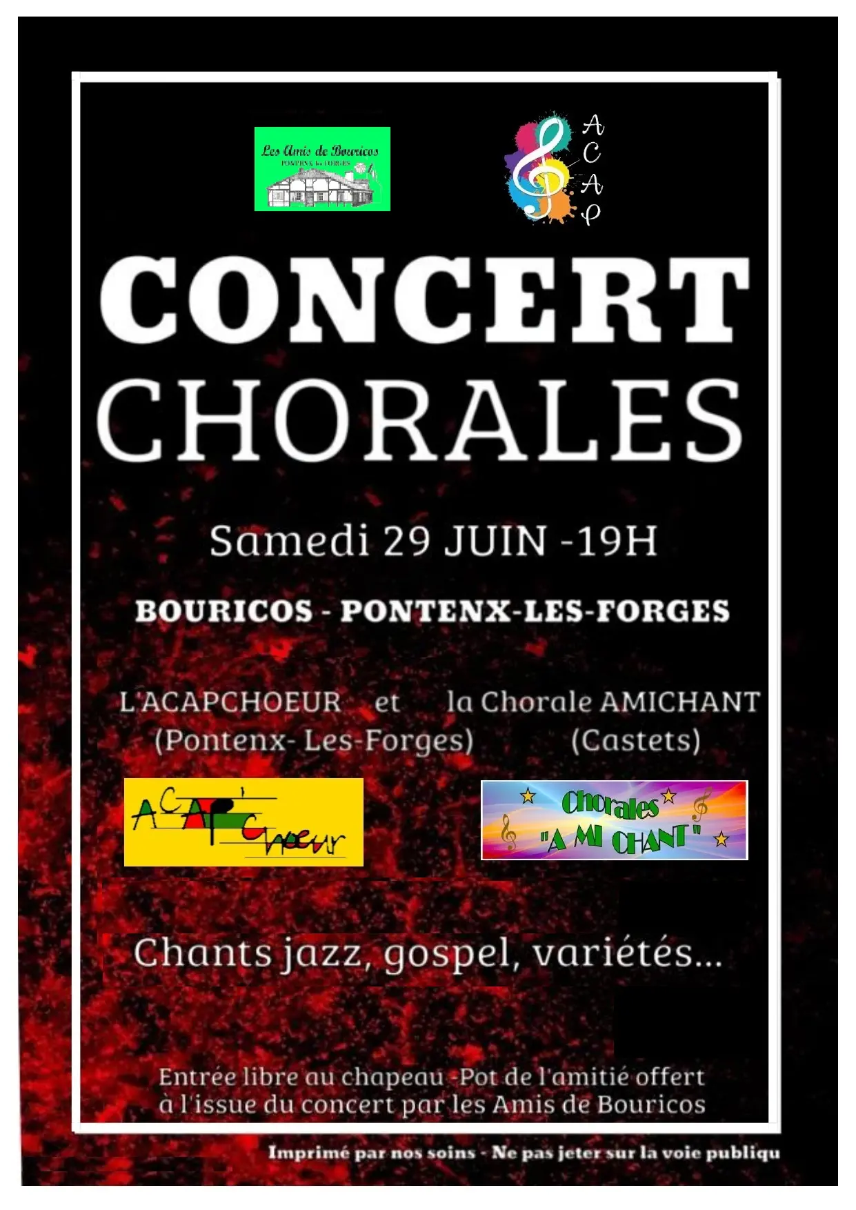 Concert Chorales ACAPCHOEUR-AMICHANT-29 Juin-Affiche 2