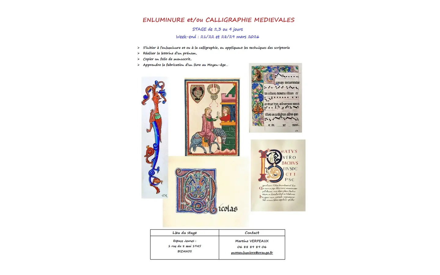 Enluminure calligraphie medievale