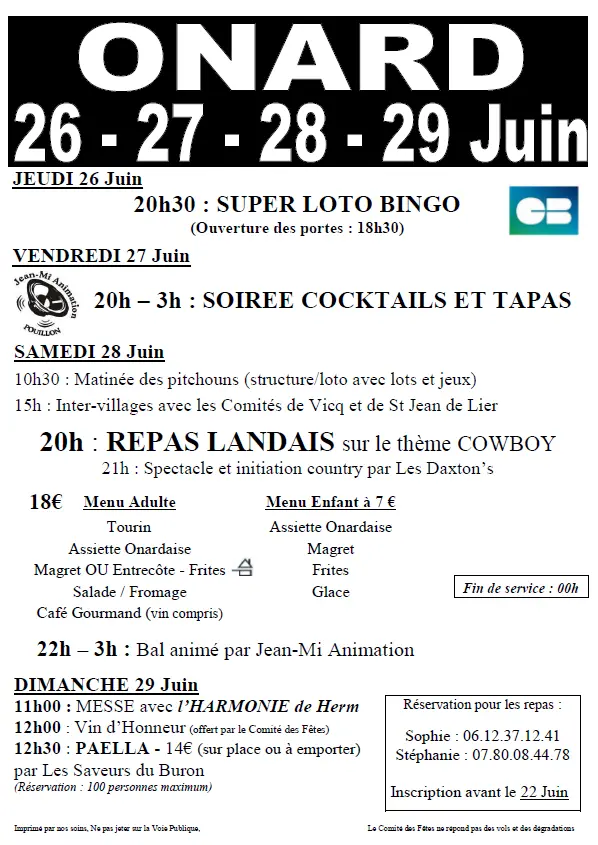 Fetes Onard 26-29 JUIN