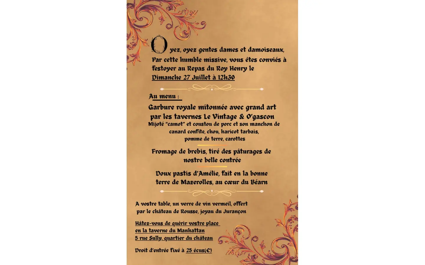 La Table du Roi Menu2
