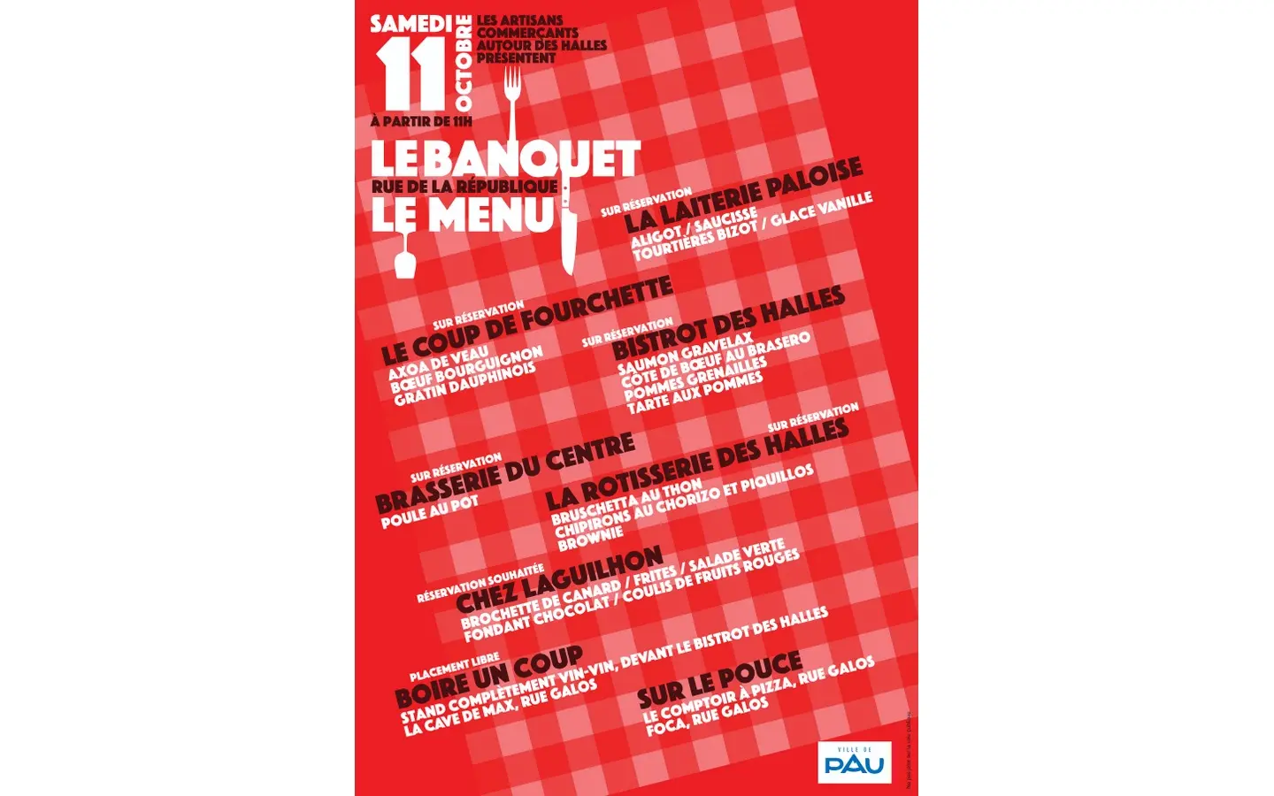 Le banquet dans la rue de la république à Pau verso