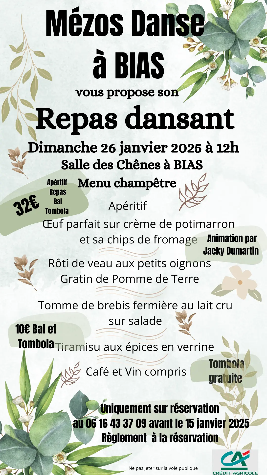 Repas Dansant Mézos Danse 26 janvier 2025