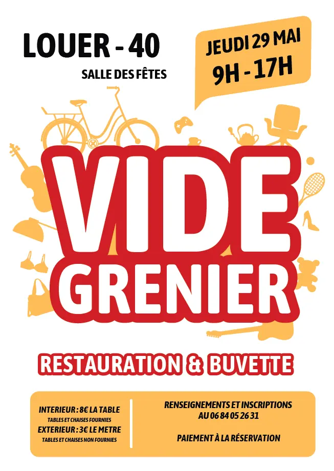 Vide grenier fête Louer 29 MAI