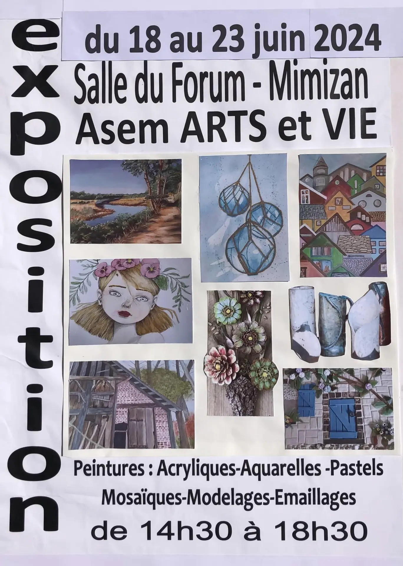 affiche expo annuelle Asem ARTS ET VIE DU 18 AU 23 JUIN 2024 AU FORUM