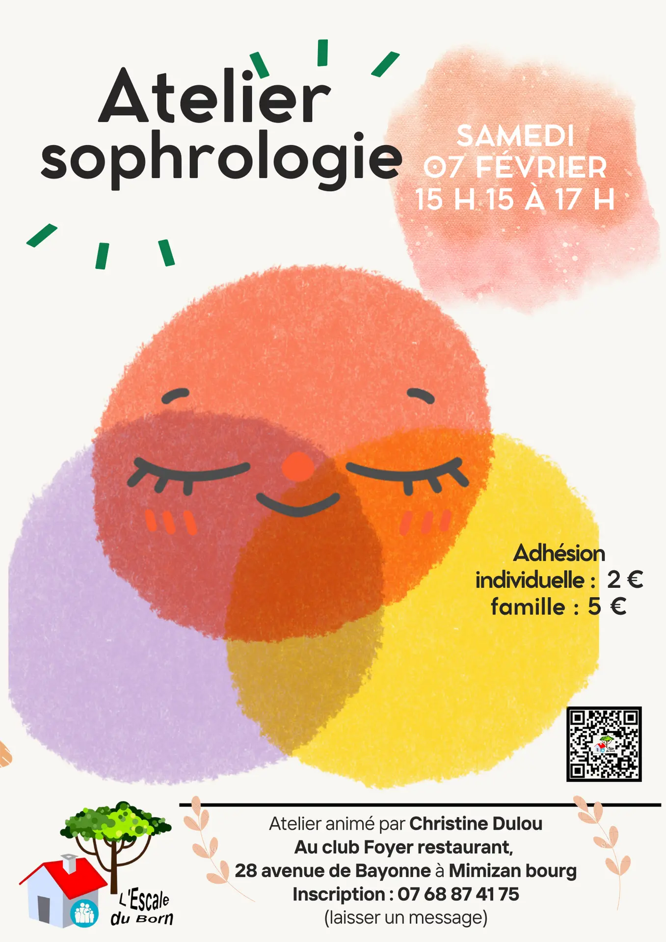 Flyer Annonce Evènement Atelier Cuisine Végétale Bio Restaurant Photos Moderne Rond Vert  - atelier sophro février 2026