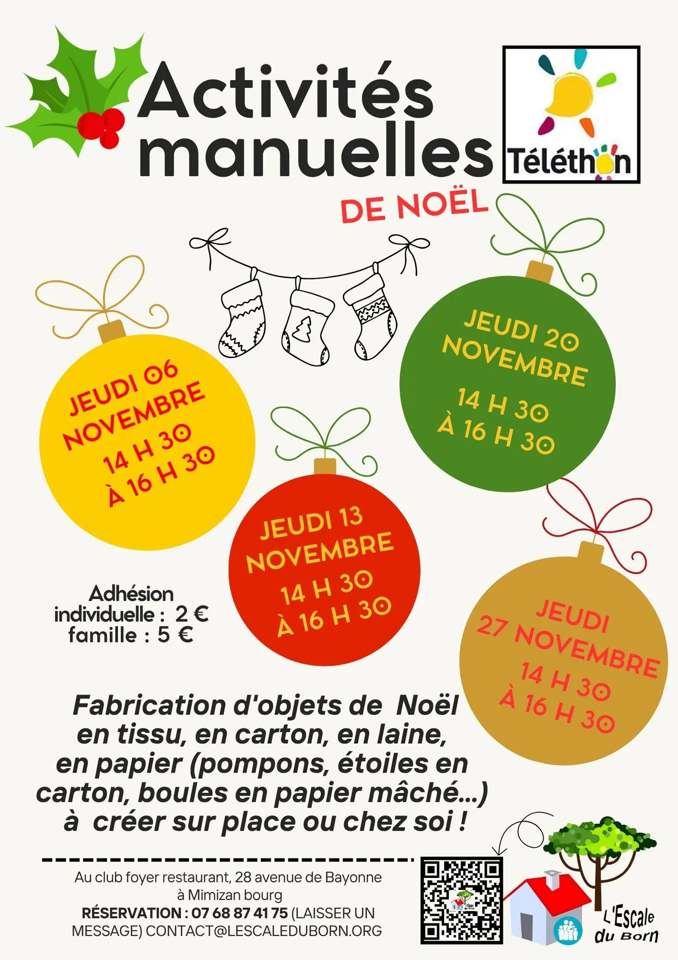 Flyer Annonce Evènement Atelier Cuisine Végétale Bio Restaurant Photos Moderne Rond Vert  - atelier téléthon novembre 2025