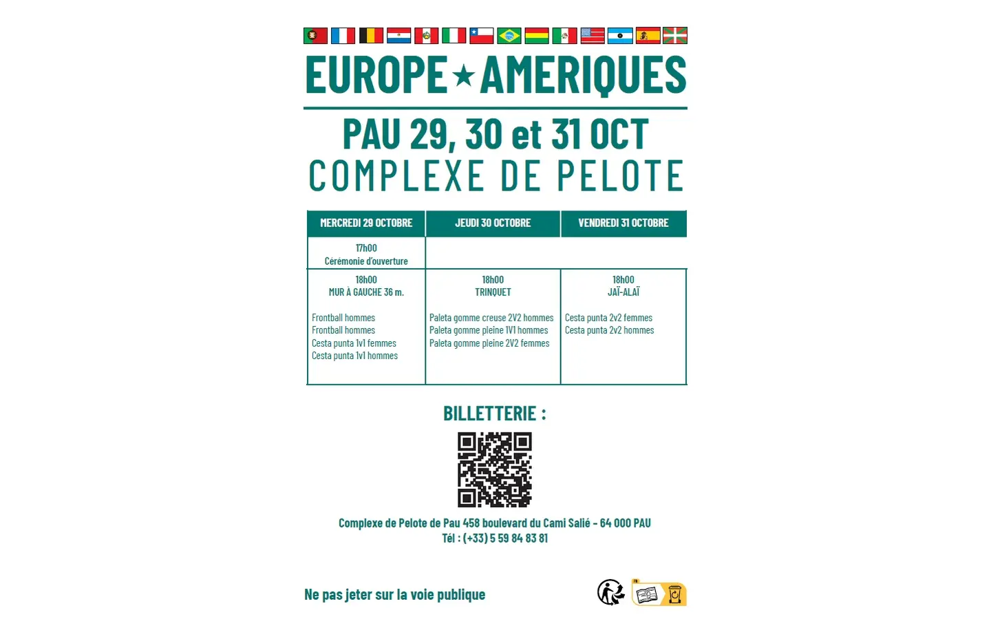 europe amerique programme pelote