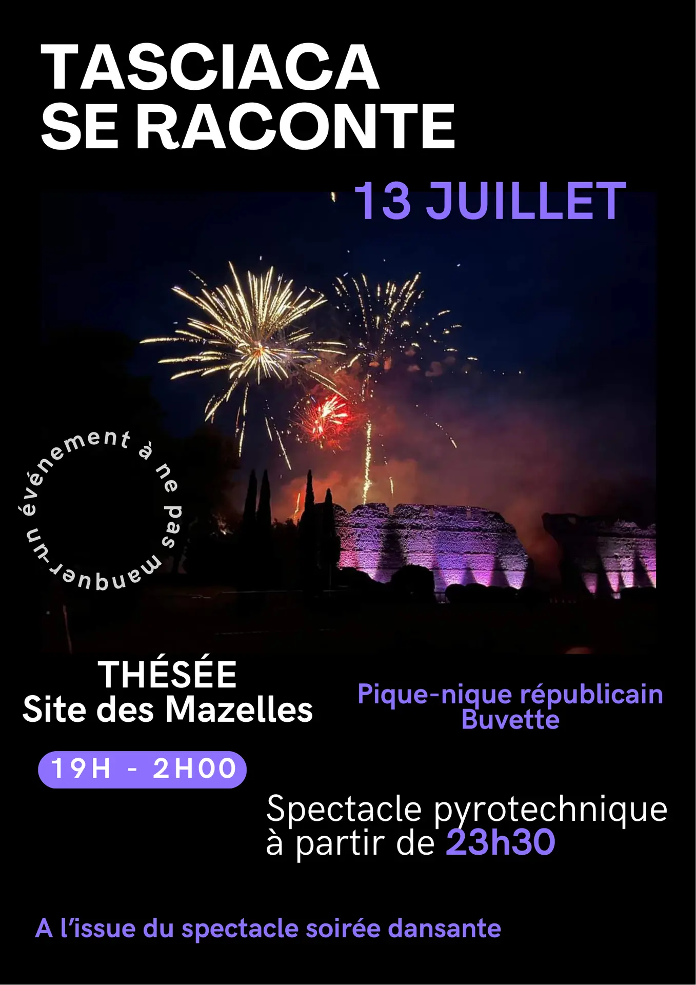 Noire Violet Affiche Fête Nationale 14 Juillet Moderne Bold  - 1