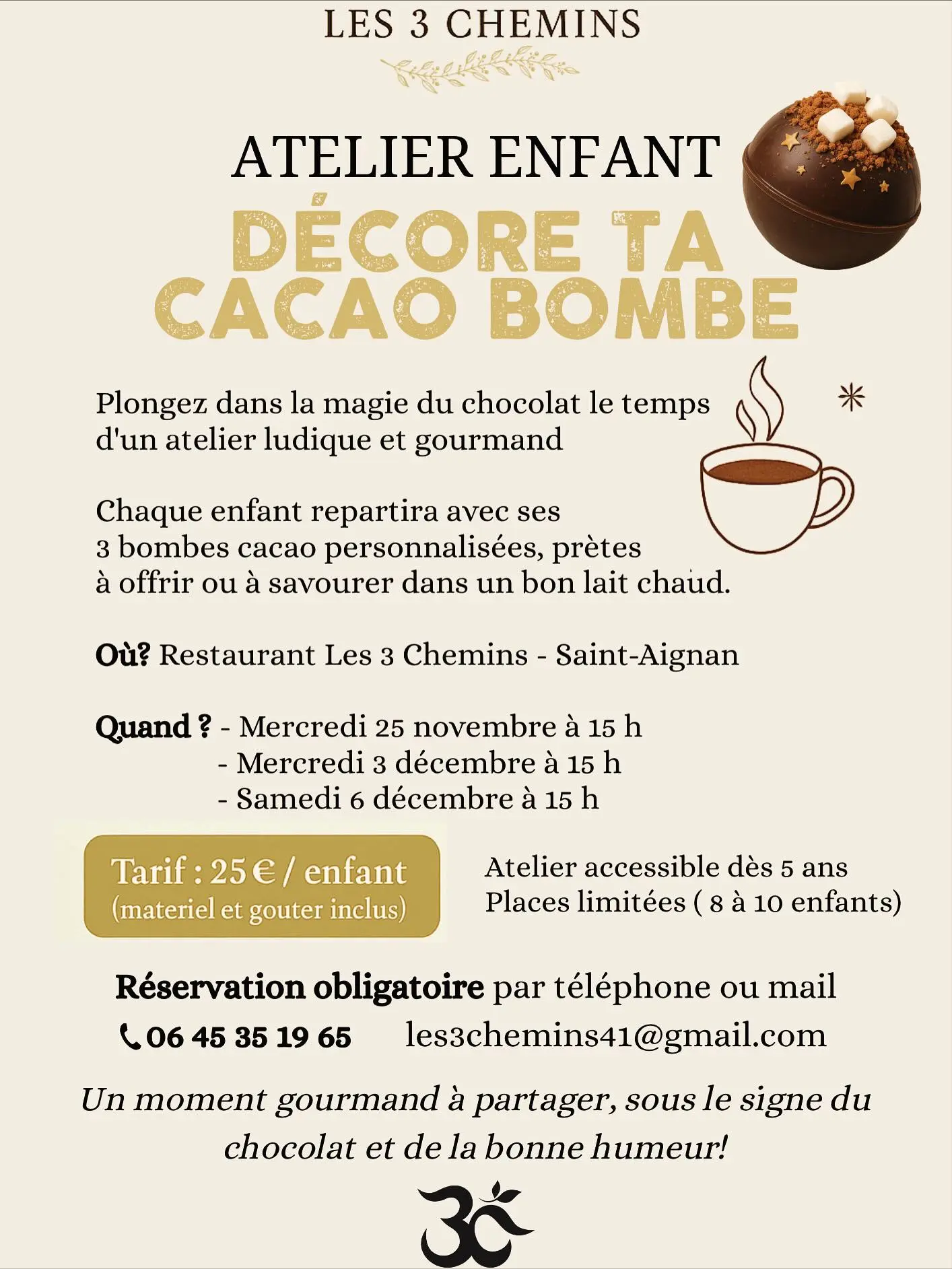 Atelier décor ta cacao bombe - Les 3 Chemins