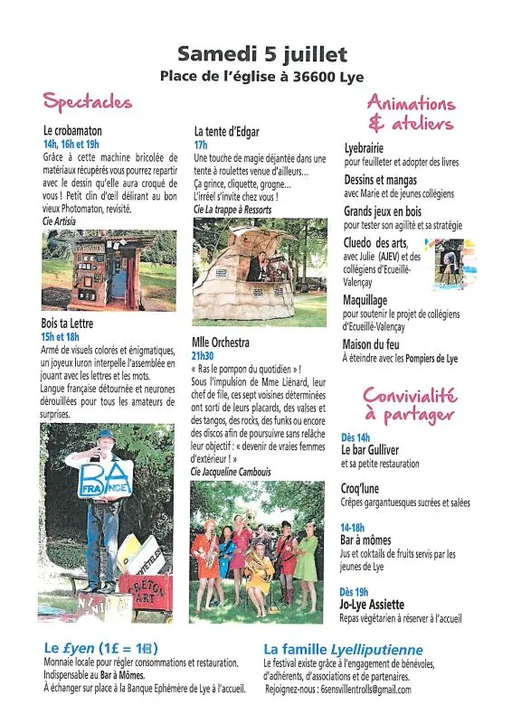 Programme samedi 6 juillet
