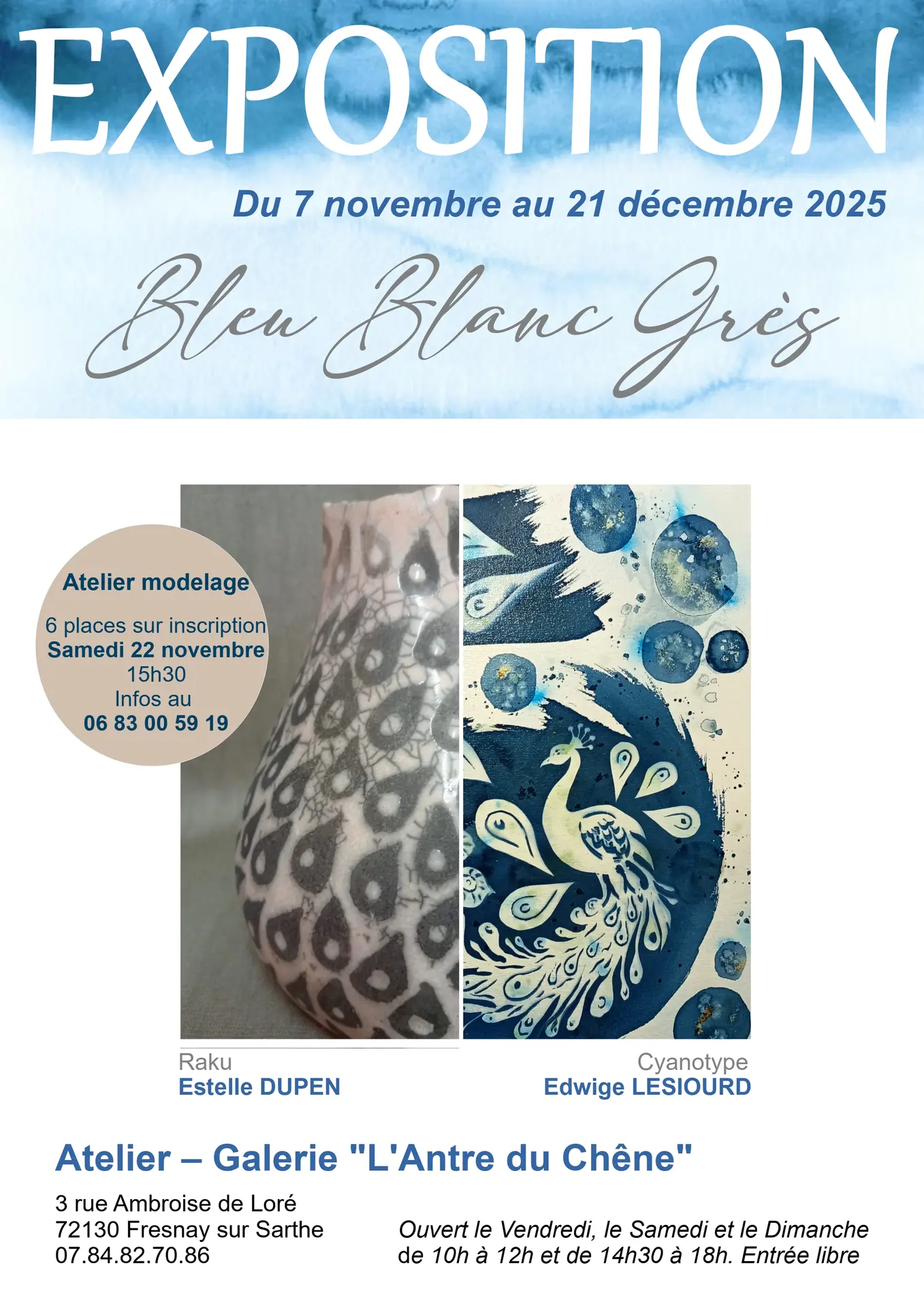 Exposition Bleu Blanc Grès Fresnay nov dec