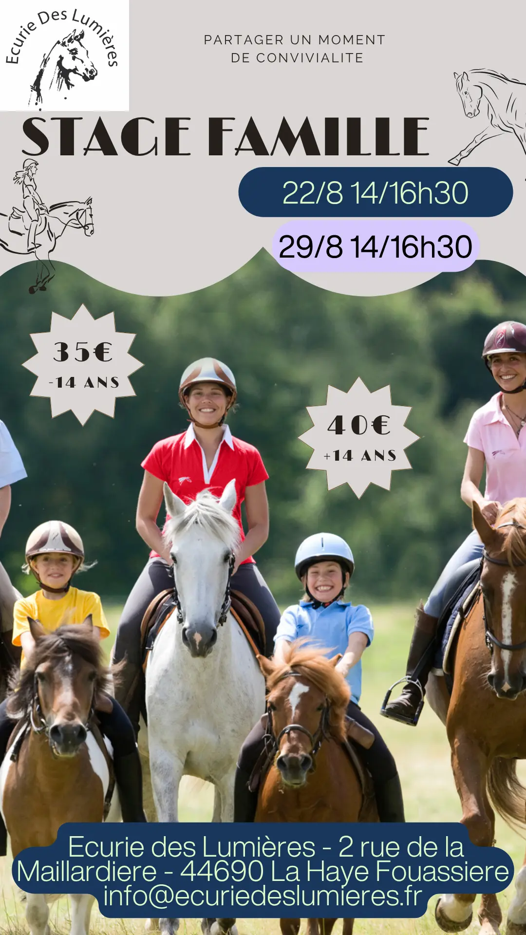 Stage d'équitation en famille