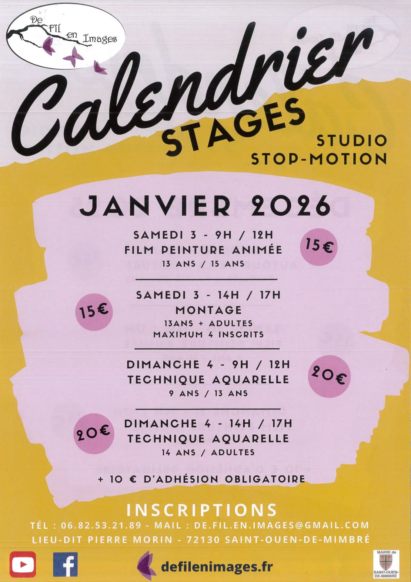 Stages stop motion janvier 2026
