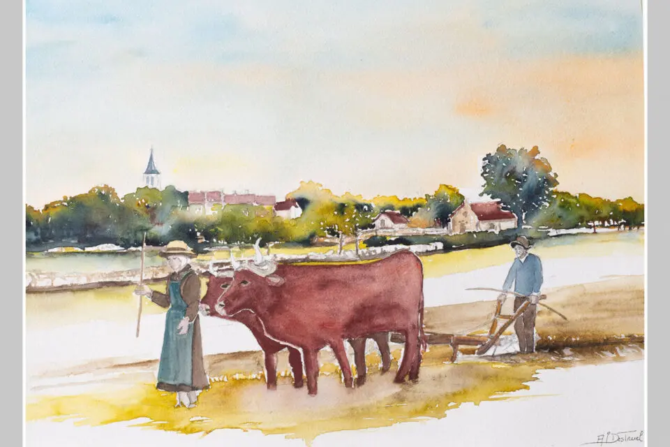 Aquarelle du film réalisée par Isabelle Destruel. © »Paysans du Ségala – de 1900