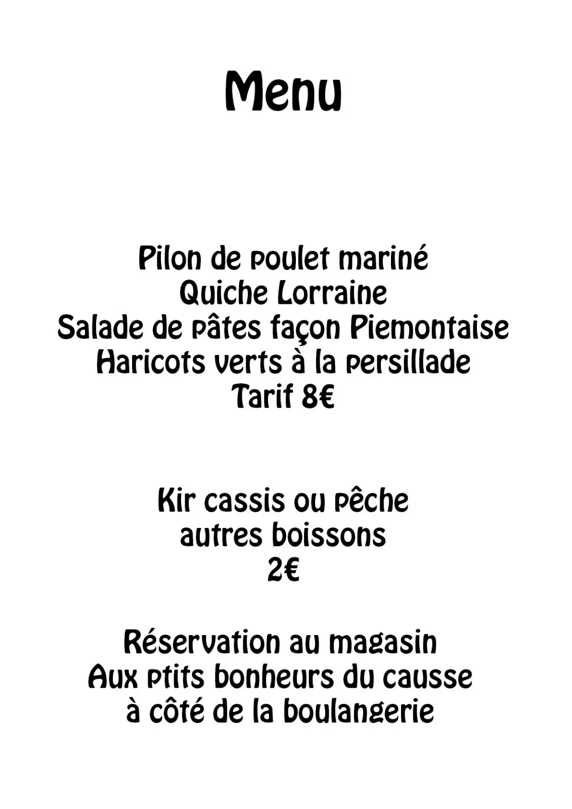 05 - 3 mai - Menu