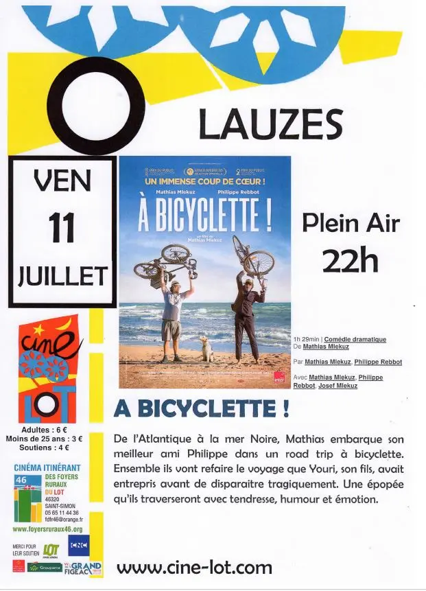 07 - 11 juillet - Ciné plein air Lauzès - À bicyclette