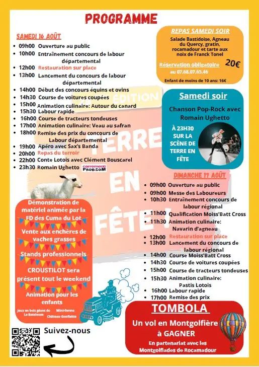 08 - 16 & 17 août - Terre en Fête Goudou programme