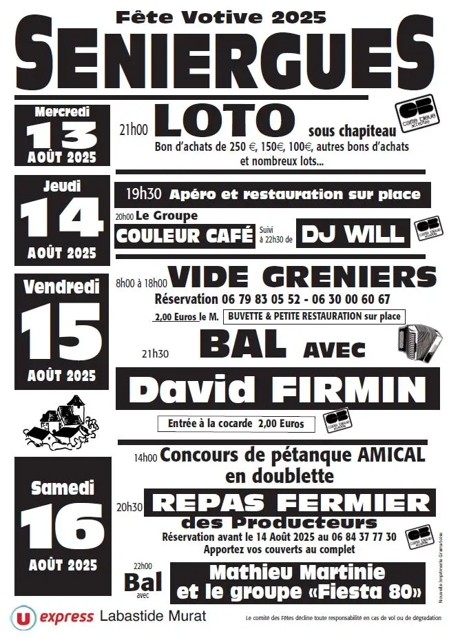 08 - 13, 14, 15 & 16 août - Fête à Séniergues.