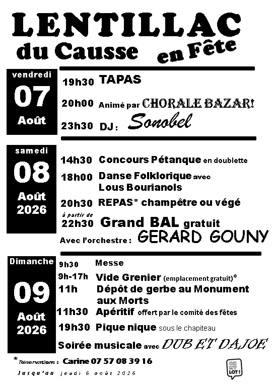 08 - 7-8-9 août - Lentillac en fête