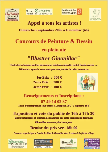 09 - 6 sept - concours peintures et dessins en plein air - Ginouillac - affiche