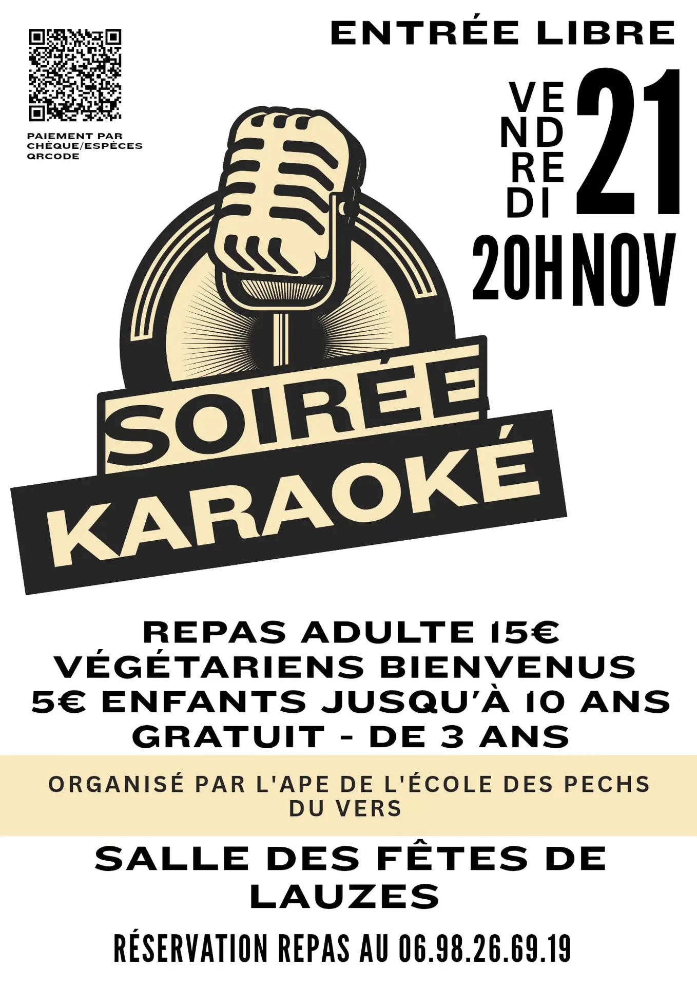 11 - 21 nov - karaoké de l'APE des Pechs-du-Vers