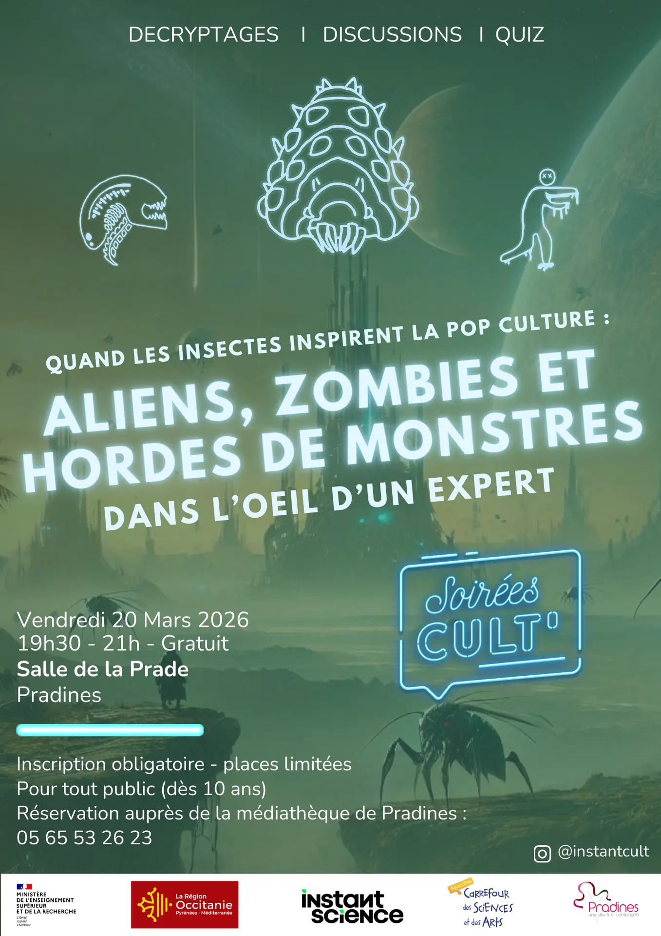 LA PRADE affiche soirée cult Aliens et insectes - 1