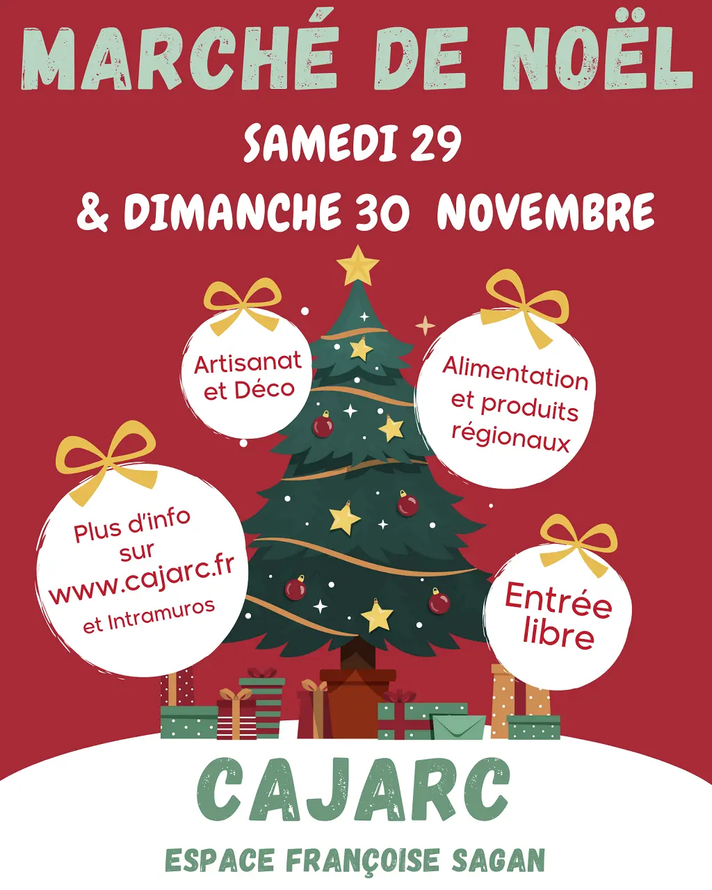 Affiche Noël événement rouge  - 1