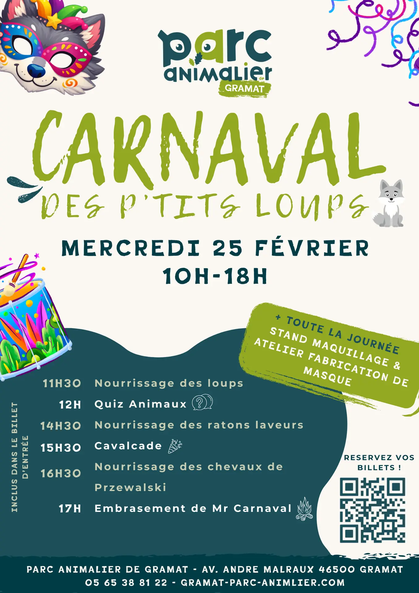 Affiche carnaval Parc animalier de Gramat