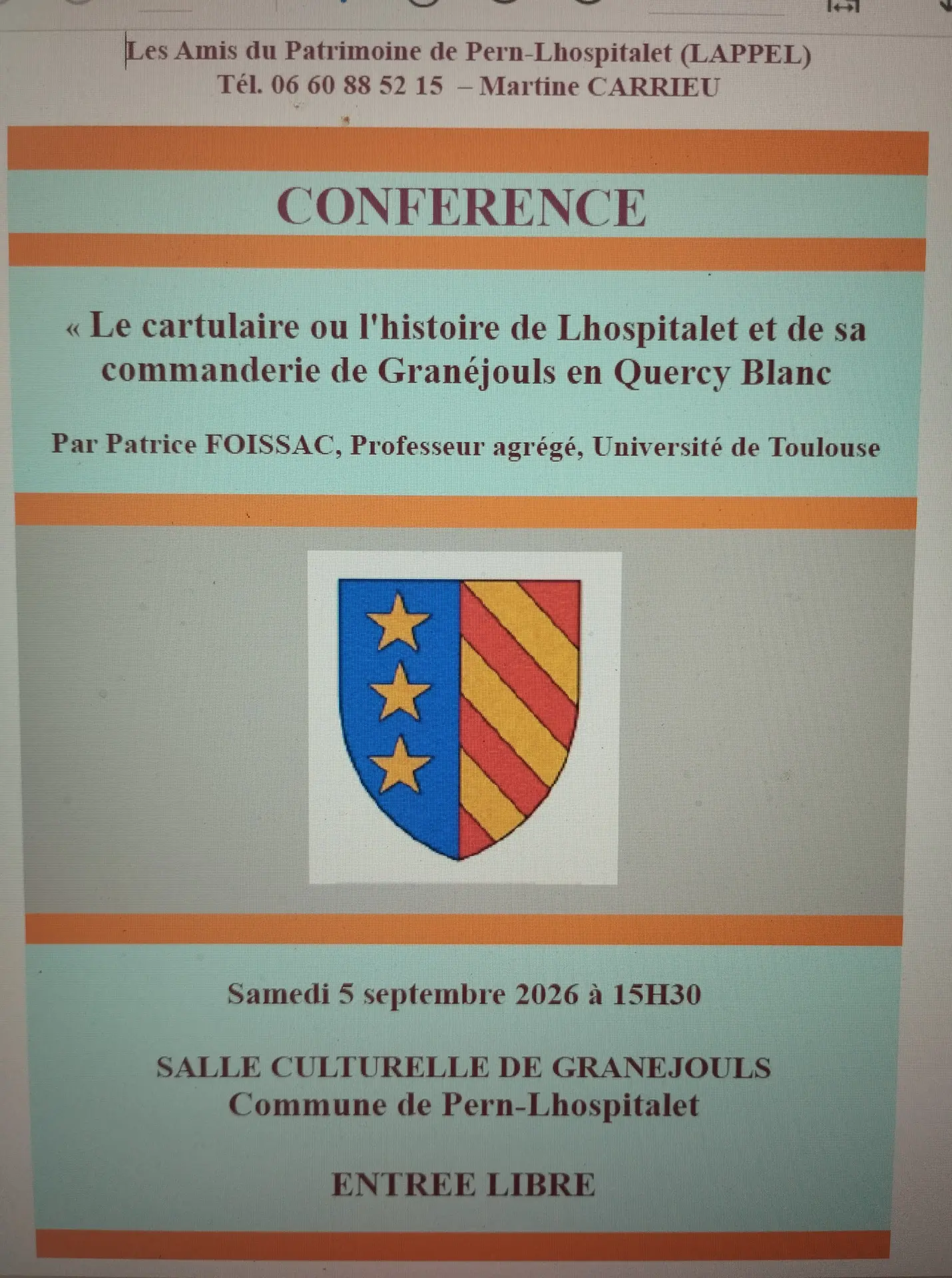 Affiche conférence cartulaire Lhospitalet