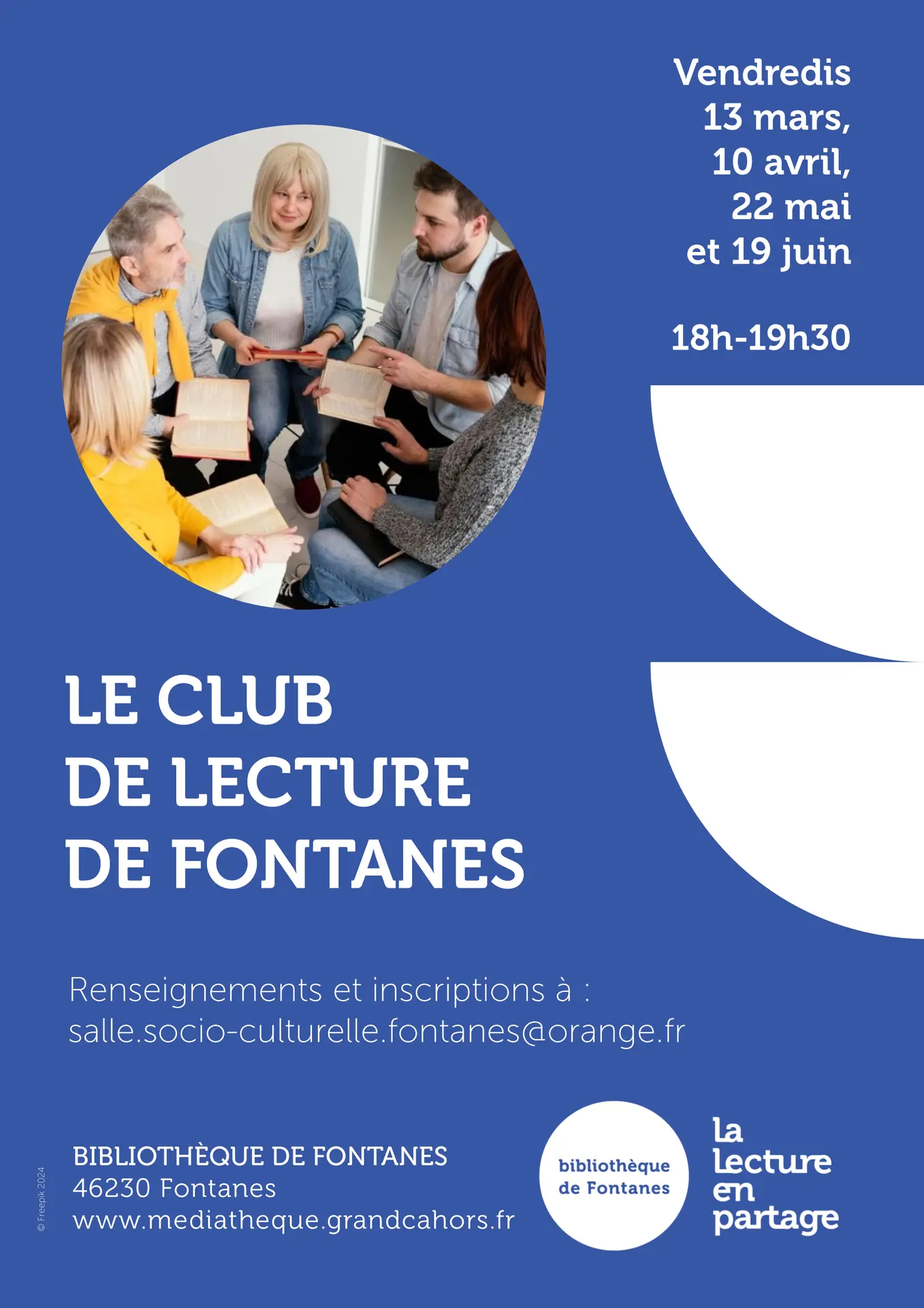 Affiche fontanes club lecture mars à juin26