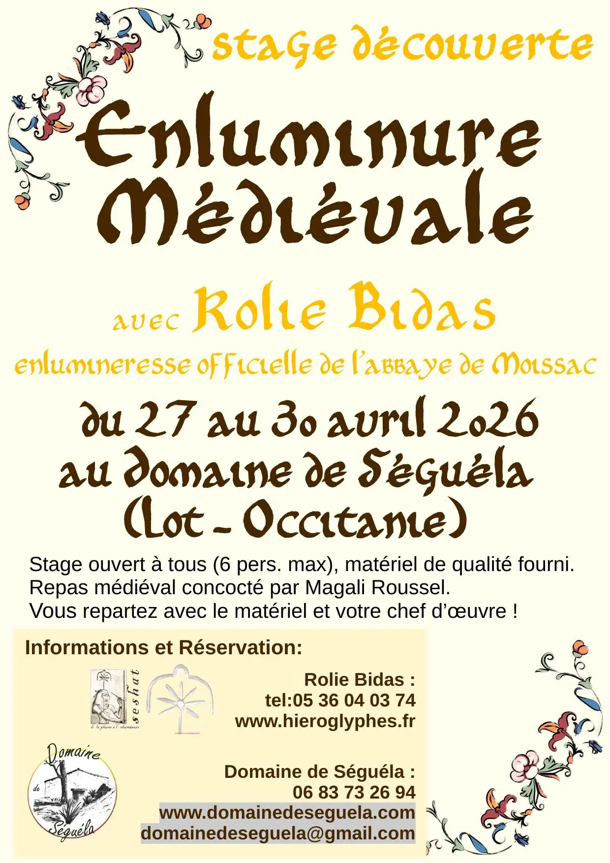 Affiche stage découverte Enluminure médiévale