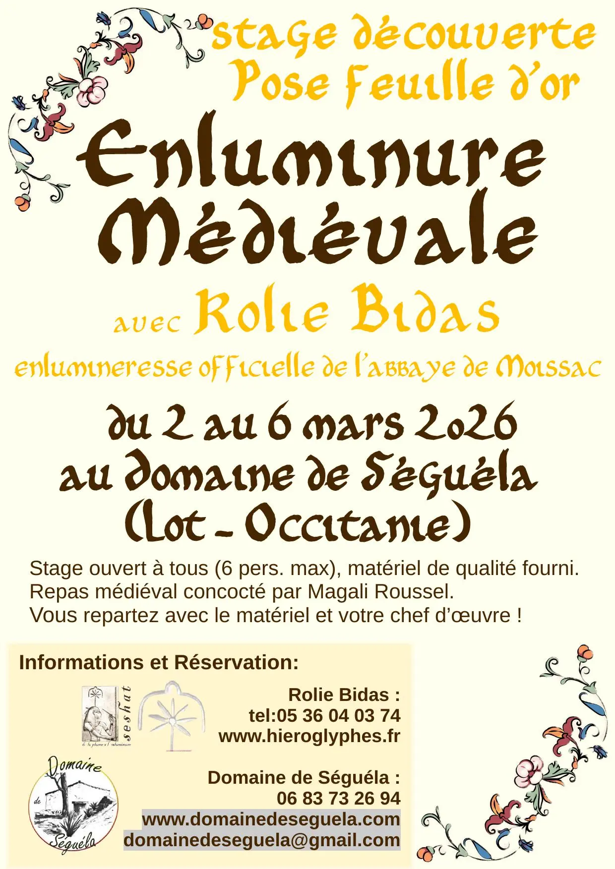 Affiche stage pose feuille d'or