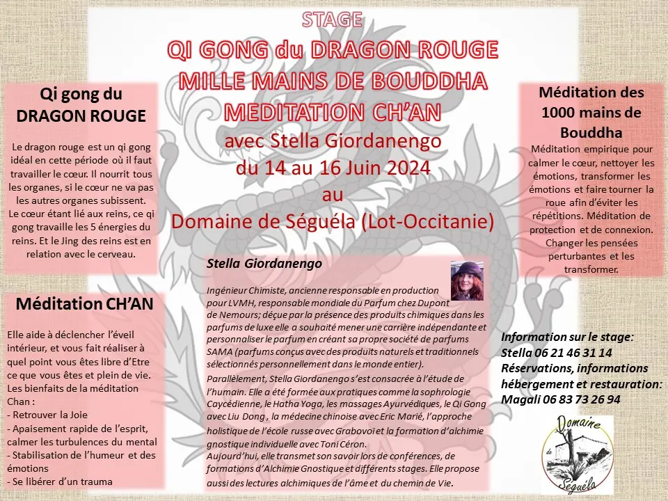 Affiche stage qi gong Dragon Rouge Juin 2024