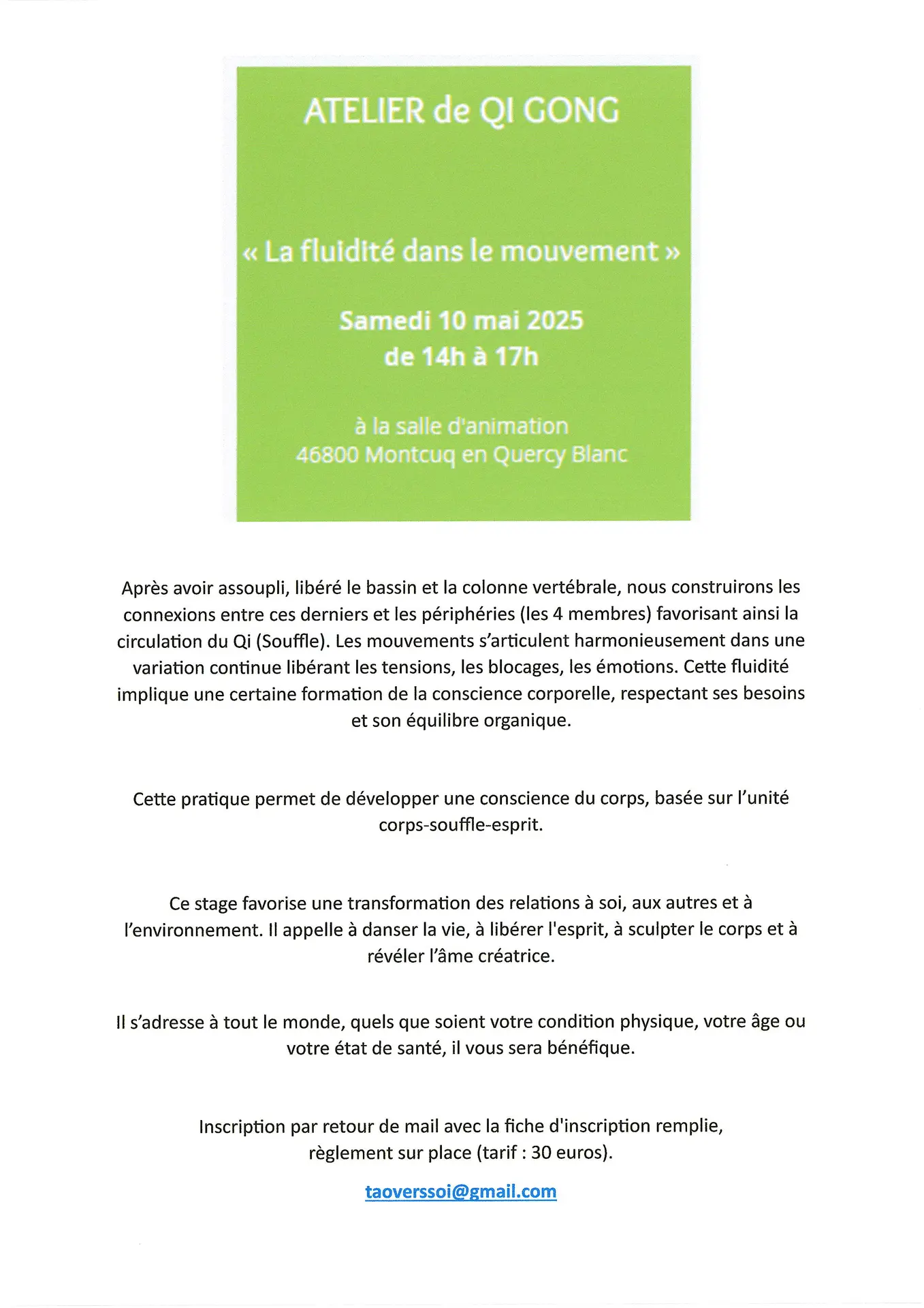 Atelier QI GONG 10.05.2025