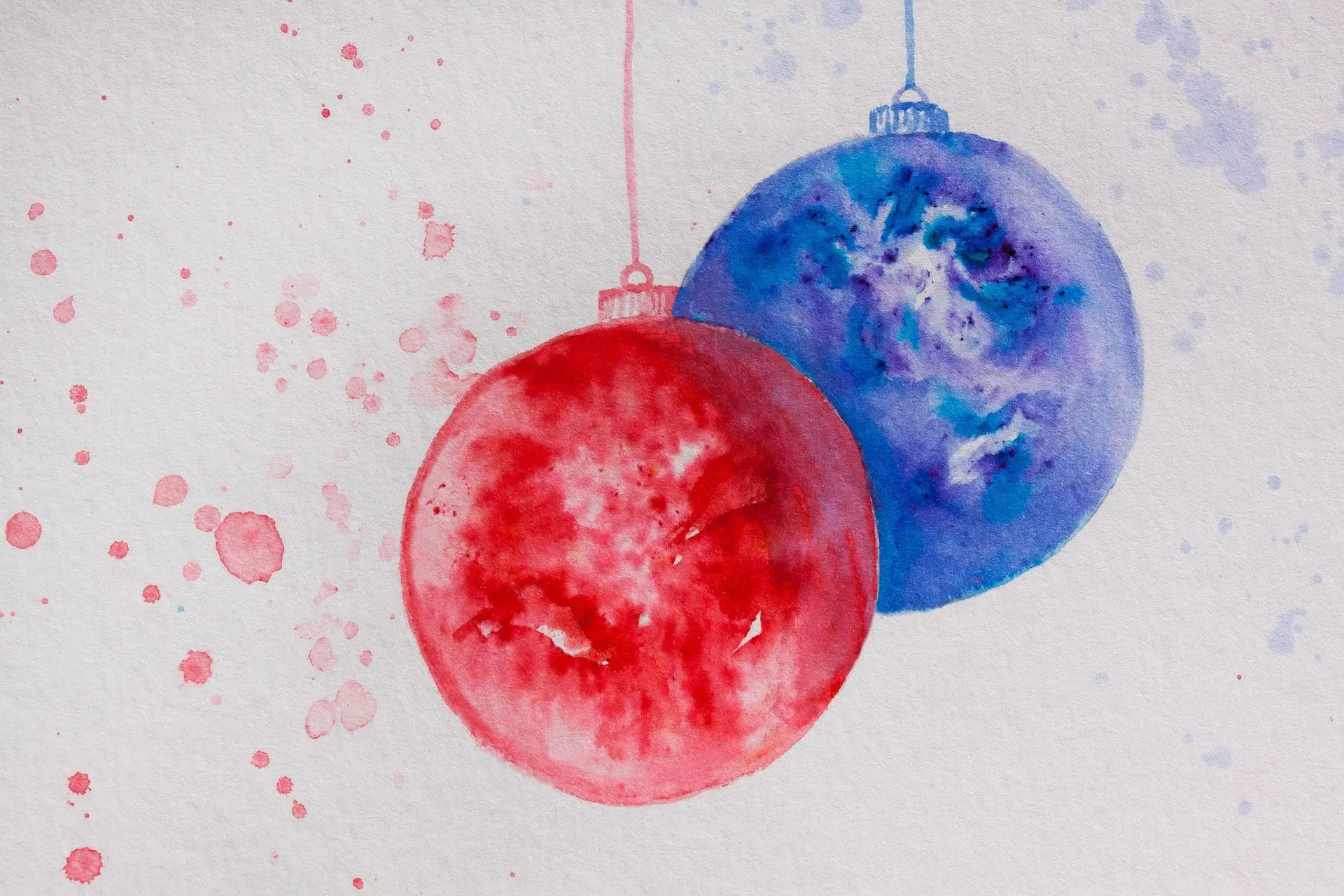 Boules de Noël - aquarelle