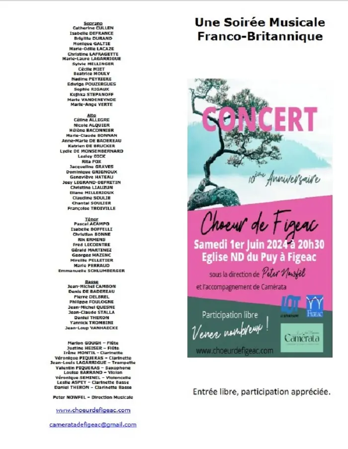 Concert du 10ème anniversaire de l'ensemble Chœur de Figeac
