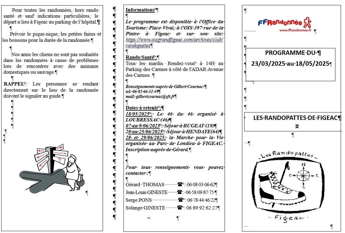 programme 2 randopattes